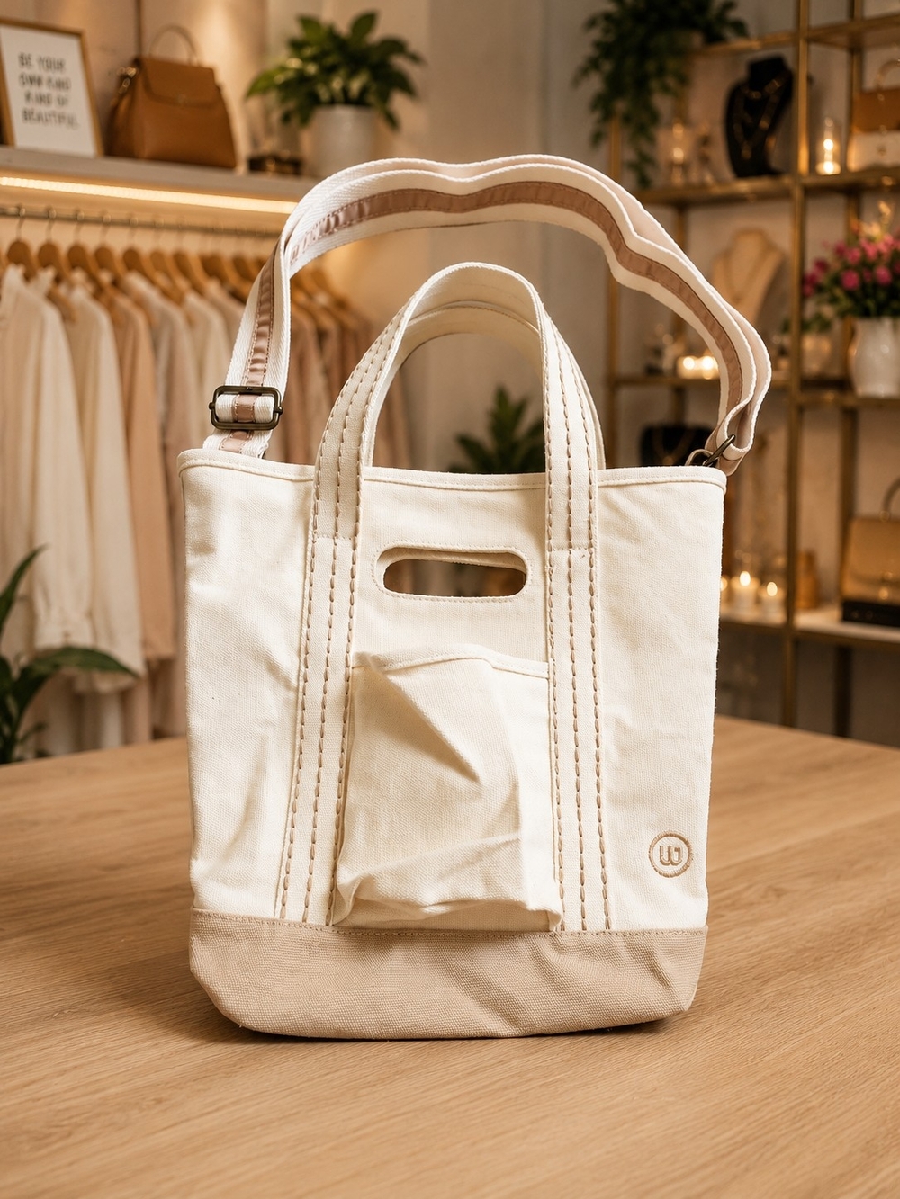 Wantable Canvas Tote Crossbody Bag  Removable Strap Nwot